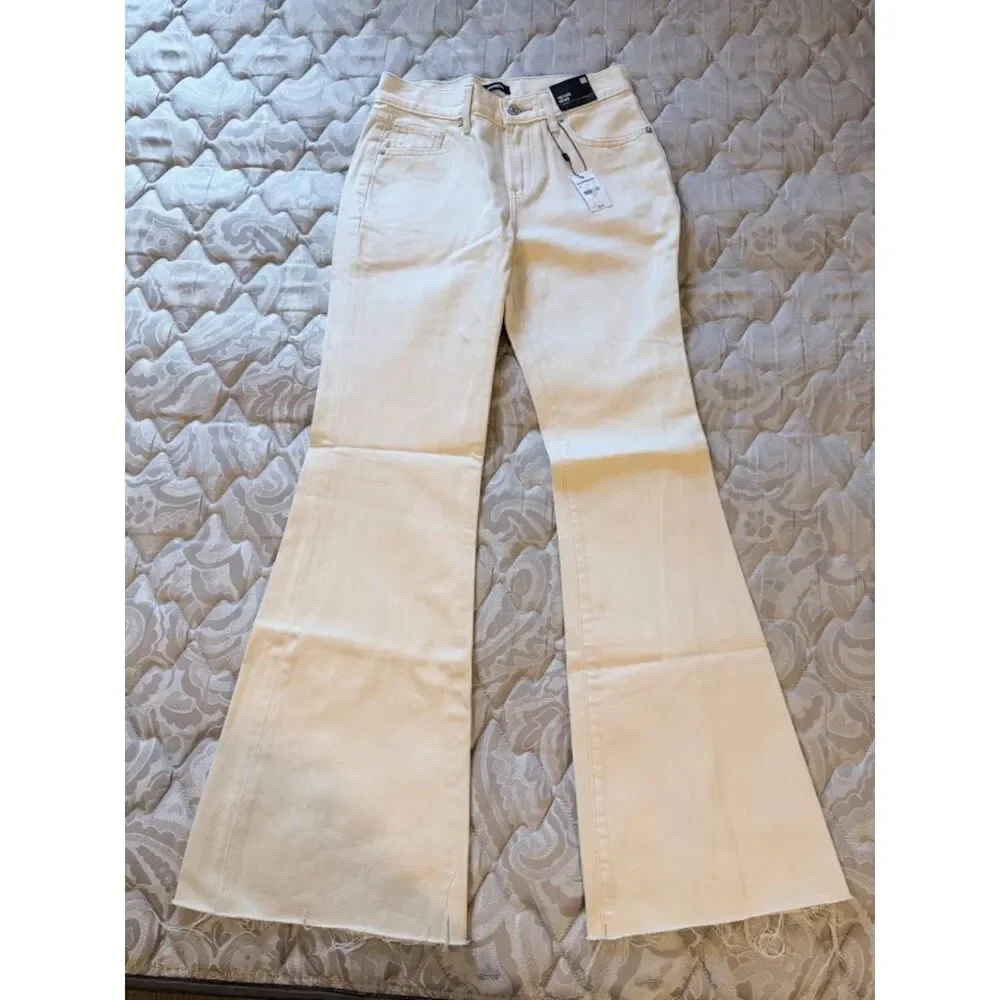 Express ‘70s Flare Mid Rise Jeans Size 0R – Cream White NWT Women’s